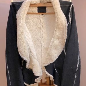 Suede and fur lined jacket size large black